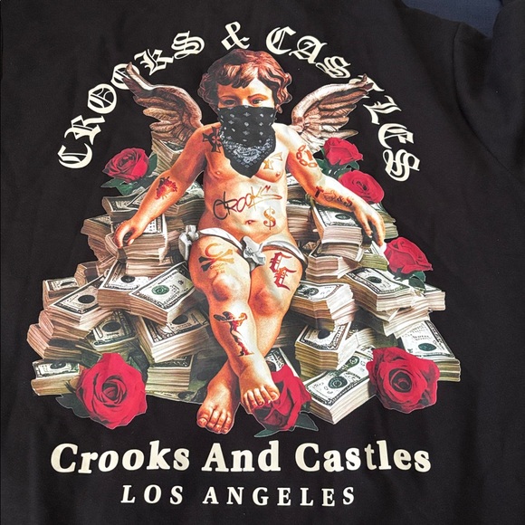 Crooks & Castles Black Hoodie with White Lettering - Picture 6 of 7